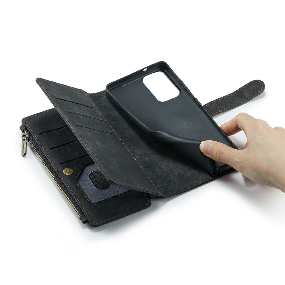 For Samsung Galaxy S20 Ultra S21 Ultra 5G Phone Cases with Strap CASEME C30 Zipper Multiple Card Holder PU Leather Cover