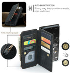 For Samsung Galaxy S20 Ultra S21 Ultra 5G Phone Cases with Strap CASEME C30 Zipper Multiple Card Holder PU Leather Cover