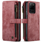 For Samsung Galaxy S20 Ultra S21 Ultra 5G Phone Cases with Strap CASEME C30 Zipper Multiple Card Holder PU Leather Cover