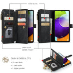 For Samsung Galaxy A52s 5G / A52 4G / 5G Phone Cases with Strap CASEME C30 Zipper Multiple Card Holder PU Leather Cover