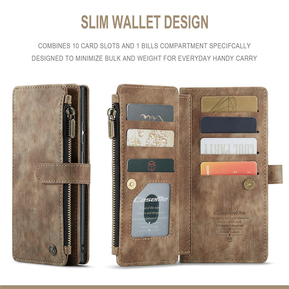 For Samsung Galaxy Note20 Ultra / Note20 Ultra 5G Phone Cases with Strap CASEME C30 Zipper Multiple Card Holder PU Leather Cover