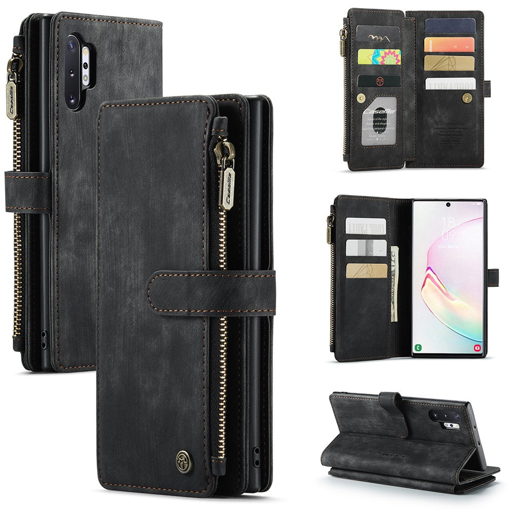For Samsung Galaxy Note 10 Plus / Note 10 Plus 5G Phone Cases with Strap CASEME C30 Zipper Multiple Card Holder PU Leather Cover