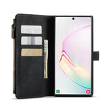 For Samsung Galaxy Note 10 Plus / Note 10 Plus 5G Phone Cases with Strap CASEME C30 Zipper Multiple Card Holder PU Leather Cover