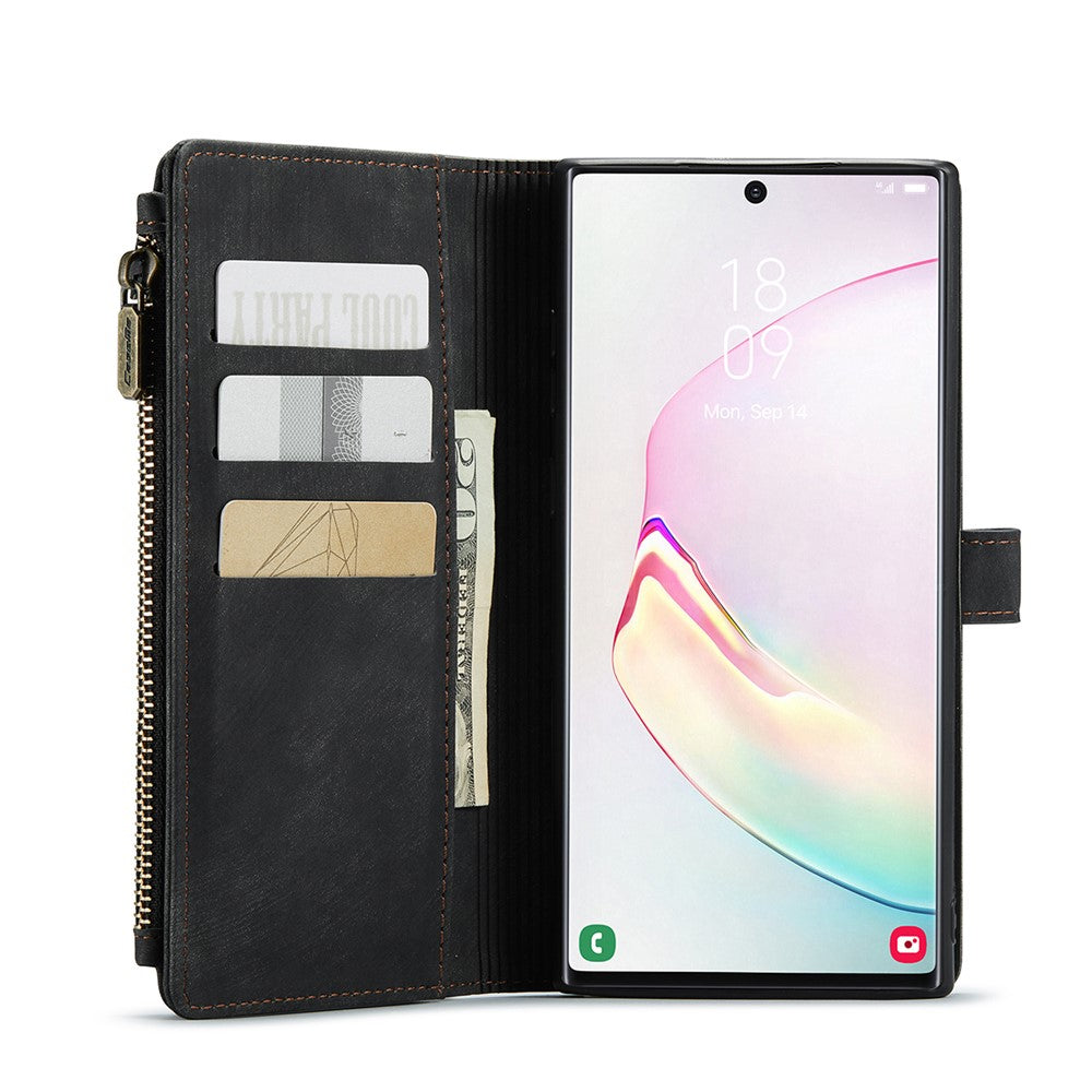 For Samsung Galaxy Note 10 Plus / Note 10 Plus 5G Phone Cases with Strap CASEME C30 Zipper Multiple Card Holder PU Leather Cover