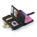 For Samsung Galaxy S10 4G Phone Cases with Strap CASEME C30 Zipper Multiple Card Holder PU Leather Cover