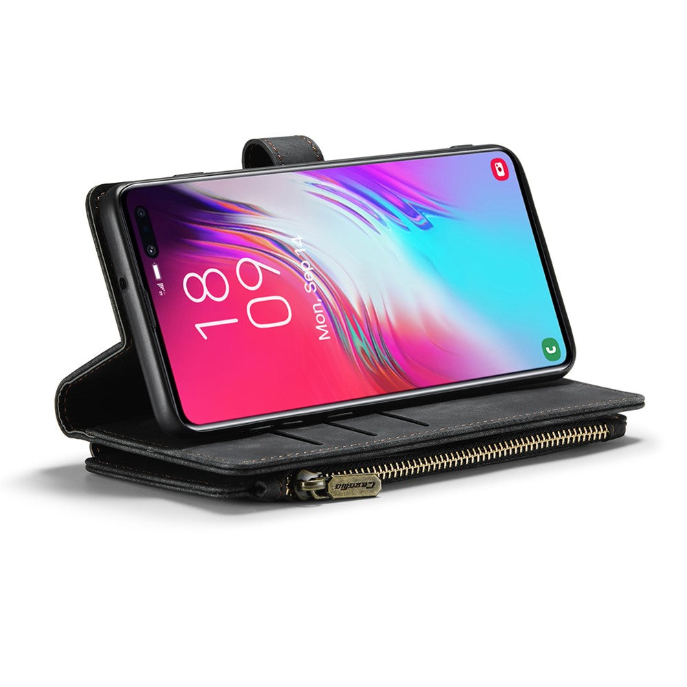 Til Samsung Galaxy S10 Plus telefoncovers med rem CASEME C30 lynlås flere kortholdere PU lædercover