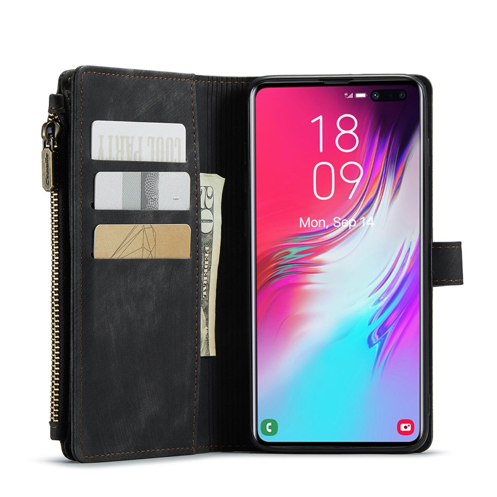 Til Samsung Galaxy S10 Plus telefoncovers med rem CASEME C30 lynlås flere kortholdere PU lædercover