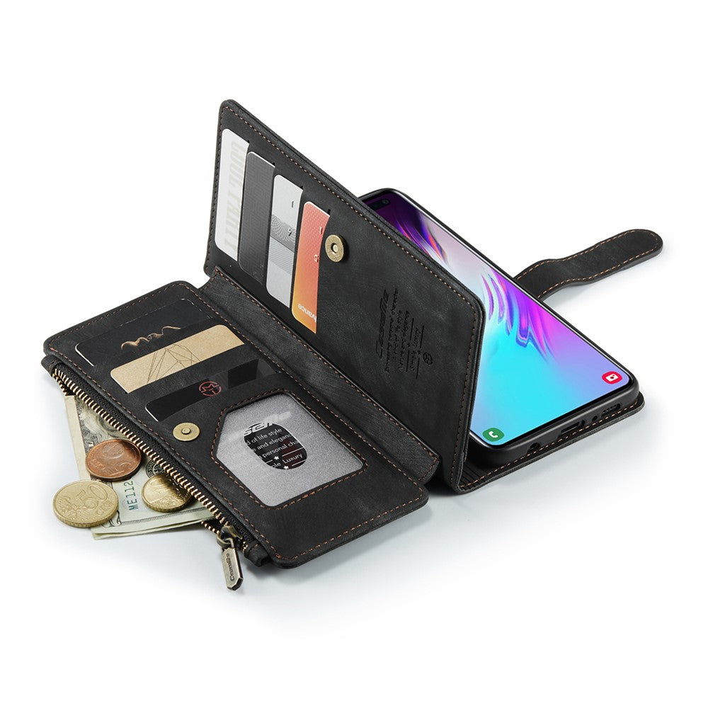 Til Samsung Galaxy S10 Plus telefoncovers med rem CASEME C30 lynlås flere kortholdere PU lædercover