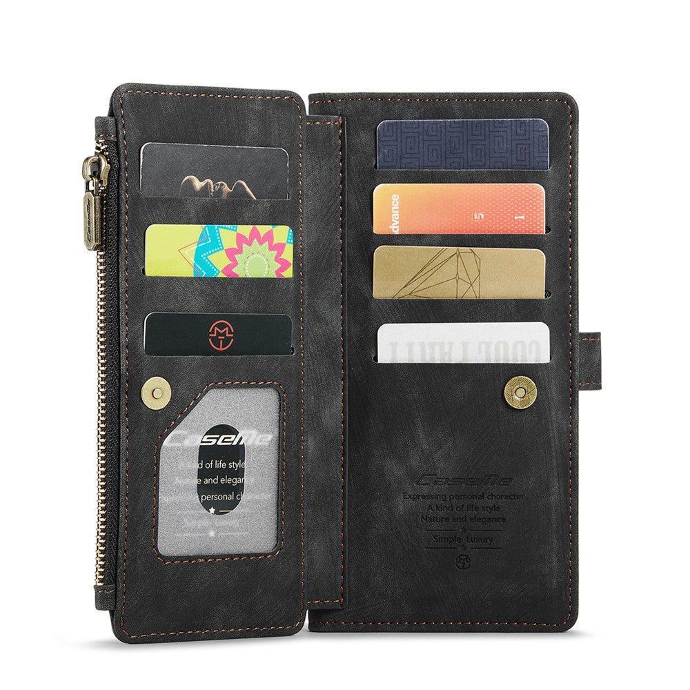 Til Samsung Galaxy S10 Plus telefoncovers med rem CASEME C30 lynlås flere kortholdere PU lædercover