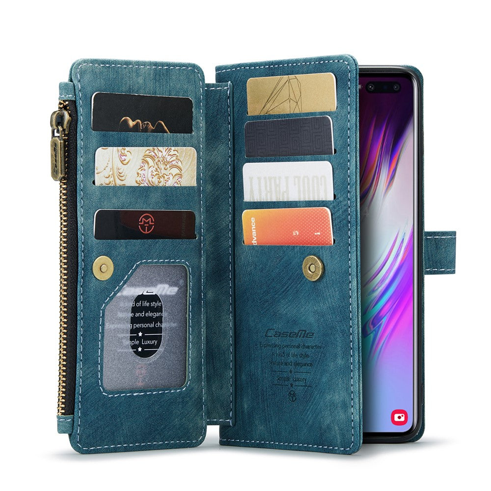 Til Samsung Galaxy S10 Plus telefoncovers med rem CASEME C30 lynlås flere kortholdere PU lædercover