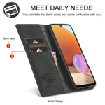 LC.IMEEKE Leather Well-Protected Anti-Fall Wallet Design Strong Magnetic Phone Shell Case with Stand for Samsung Galaxy A32 5G / M32 5G