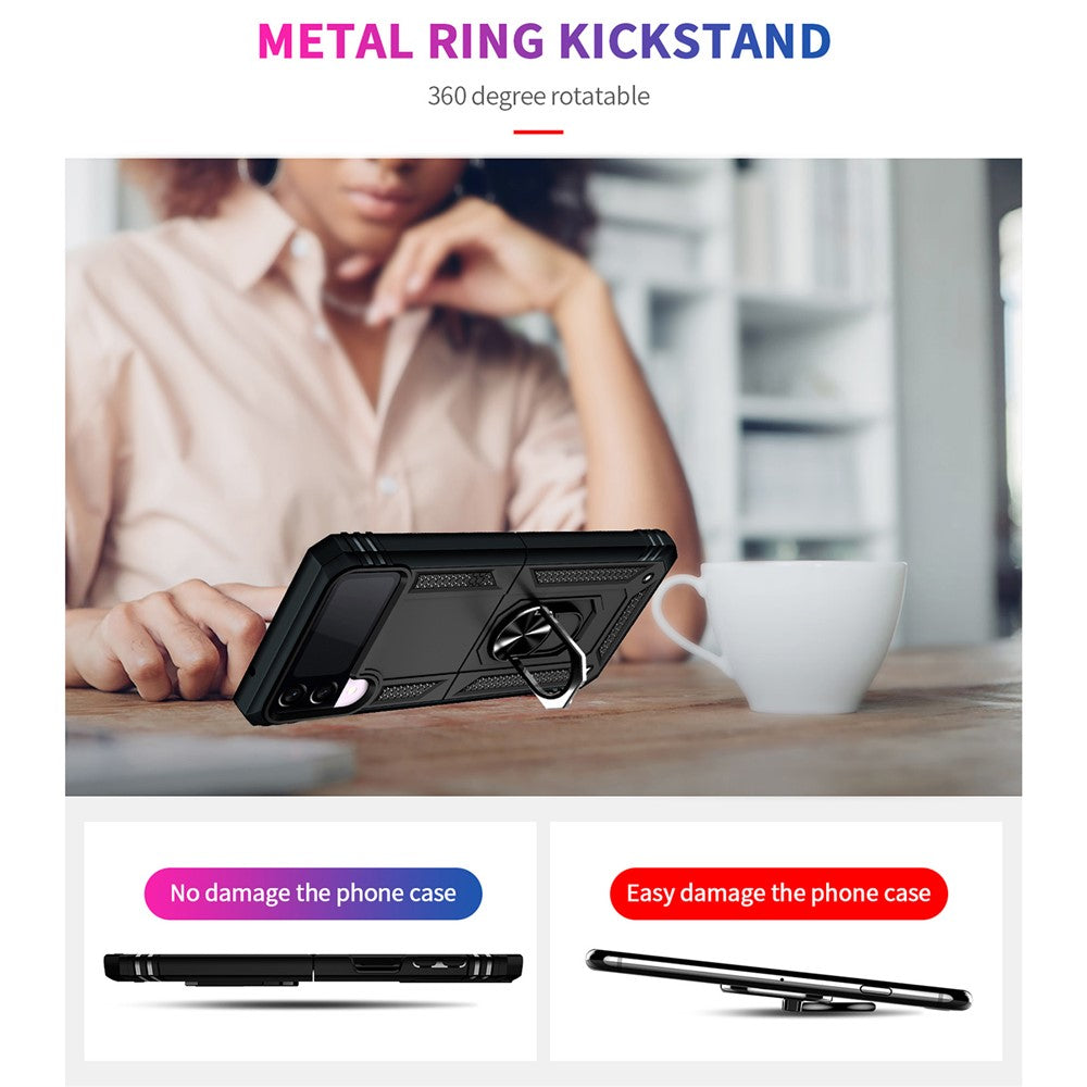 Militærgrads Stødsikkert Telefoncover med Fingerring Kickstand til Samsung Galaxy Z Flip3 5G