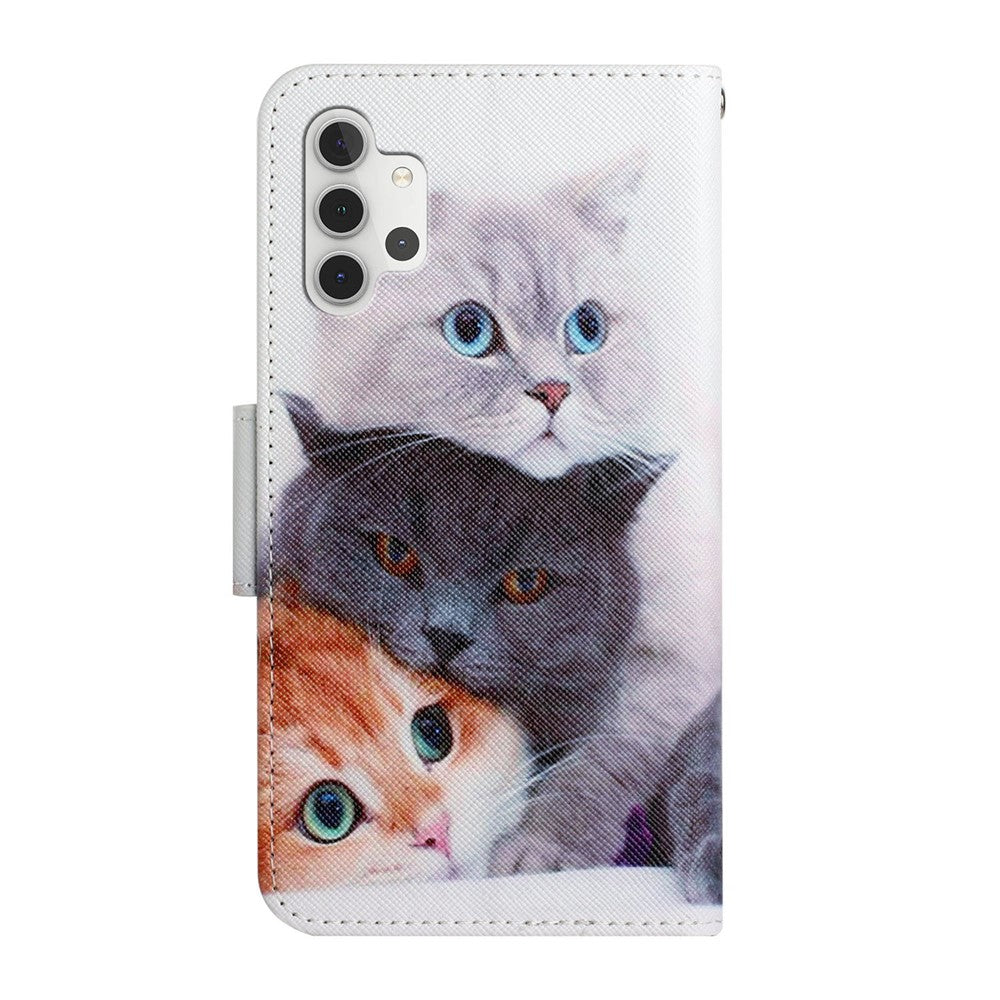 Mønstertryk All-round Beskyttelse Pung Stand Læder Telefoncover med Rem til Samsung Galaxy A32 5G / M32 5G
