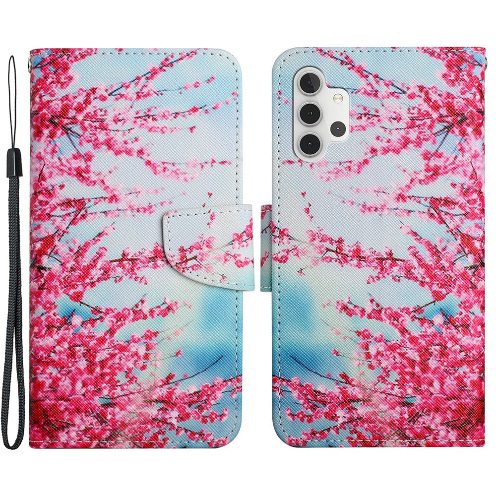 Mønstertryk All-round Beskyttelse Pung Stand Læder Telefoncover med Rem til Samsung Galaxy A32 5G / M32 5G