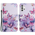 Mønstertryk All-round Beskyttelse Pung Stand Læder Telefoncover med Rem til Samsung Galaxy A32 5G / M32 5G
