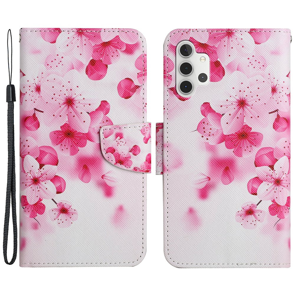 Mønstertryk All-round Beskyttelse Pung Stand Læder Telefoncover med Rem til Samsung Galaxy A32 5G / M32 5G