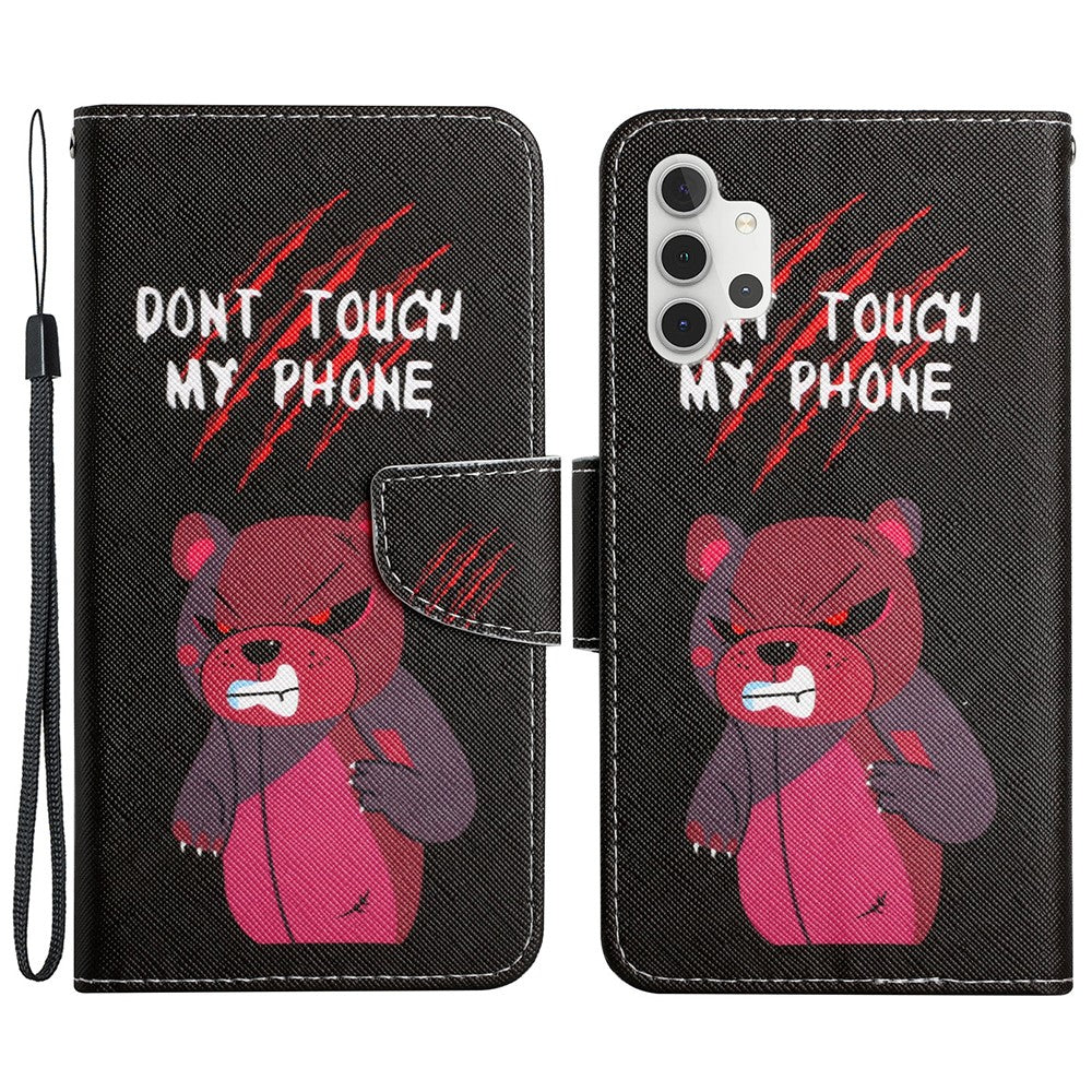 Mønstertryk All-round Beskyttelse Pung Stand Læder Telefoncover med Rem til Samsung Galaxy A32 5G / M32 5G