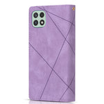Ridsefast Telefoncover med Splejsningsdesign og Stativ af Læder, Beskyttelsescover til Samsung Galaxy A22 5G (EU Version)