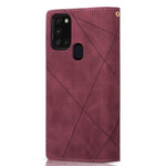 Anti-Drop Stylish Lines Splicing Wallet Design Leather Phone Cover Case with Stand for Samsung Galaxy A21s