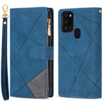 Anti-Drop Stylish Lines Splicing Wallet Design Leather Phone Cover Case with Stand for Samsung Galaxy A21s