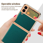 Galvaniseret PU-læder cover med krydstekstur til Samsung Galaxy Z Flip3 5G