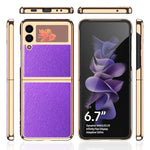 Galvaniseret PU-læder cover med krydstekstur til Samsung Galaxy Z Flip3 5G