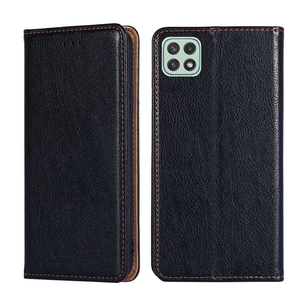 Wallet Stand Design Magnetic Auto-absorbed Leather Phone Cover Shell for Samsung Galaxy A22 5G (EU Version)