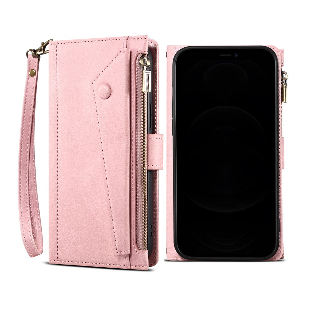 Wallet-telefoncover beskyttende lynlåslomme med rem, kortpladser, multifunktionelt etui, telefoncover med stander til Samsung Galaxy A42 5G
