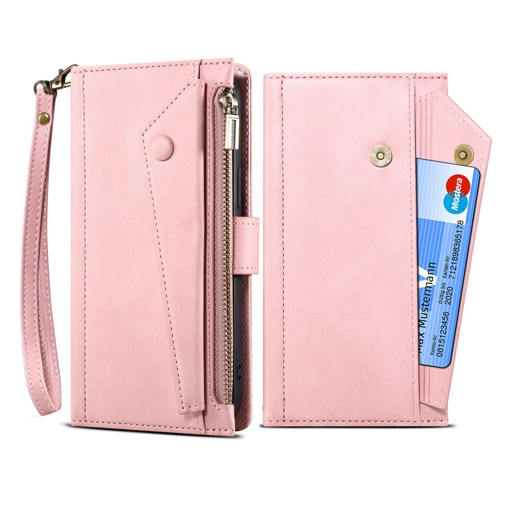 Wallet-telefoncover beskyttende lynlåslomme med rem, kortpladser, multifunktionelt etui, telefoncover med stander til Samsung Galaxy A42 5G