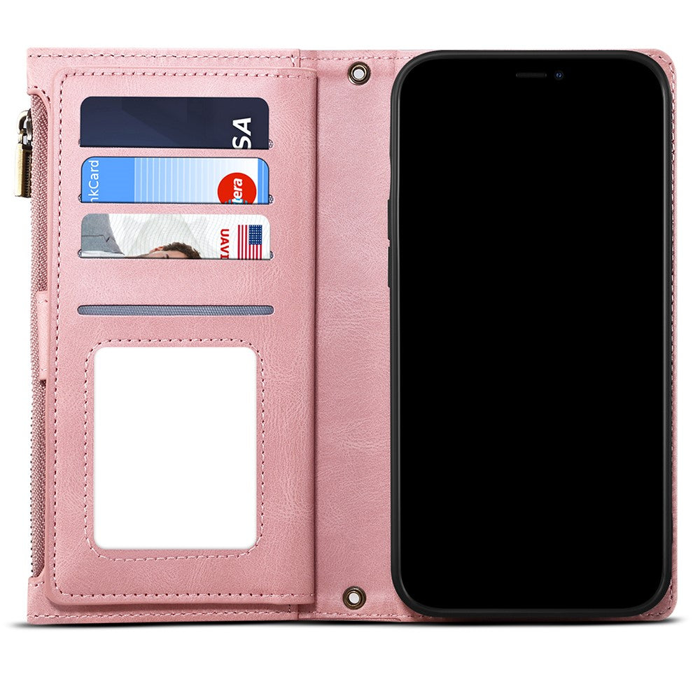 Wallet-telefoncover beskyttende lynlåslomme med rem, kortpladser, multifunktionelt etui, telefoncover med stander til Samsung Galaxy A42 5G