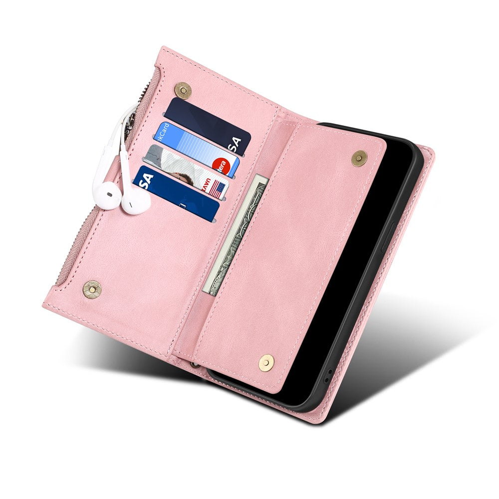 Wallet-telefoncover beskyttende lynlåslomme med rem, kortpladser, multifunktionelt etui, telefoncover med stander til Samsung Galaxy A42 5G