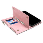 Wallet-telefoncover beskyttende lynlåslomme med rem, kortpladser, multifunktionelt etui, telefoncover med stander til Samsung Galaxy A42 5G