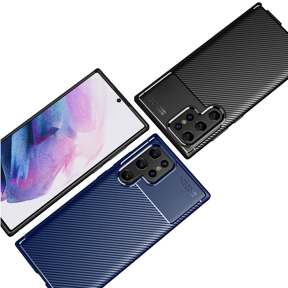 Mjukt TPU-smart, elegant och halkfritt bakskal i kolfiber för Samsung Galaxy S22 Ultra