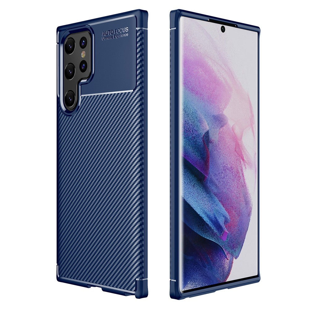 Mjukt TPU-smart, elegant och halkfritt bakskal i kolfiber för Samsung Galaxy S22 Ultra