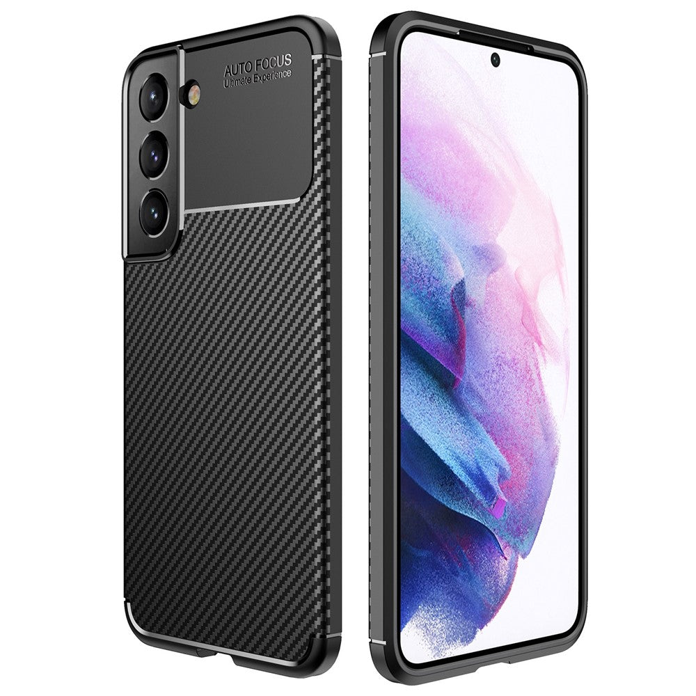 Carbon Fiber Blød TPU Anti-ridse Beskyttende Telefoncover til Samsung Galaxy S22 5G