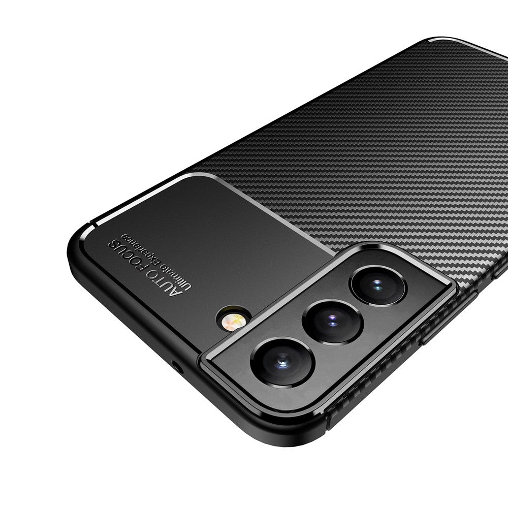 Carbon Fiber Blød TPU Anti-ridse Beskyttende Telefoncover til Samsung Galaxy S22 5G