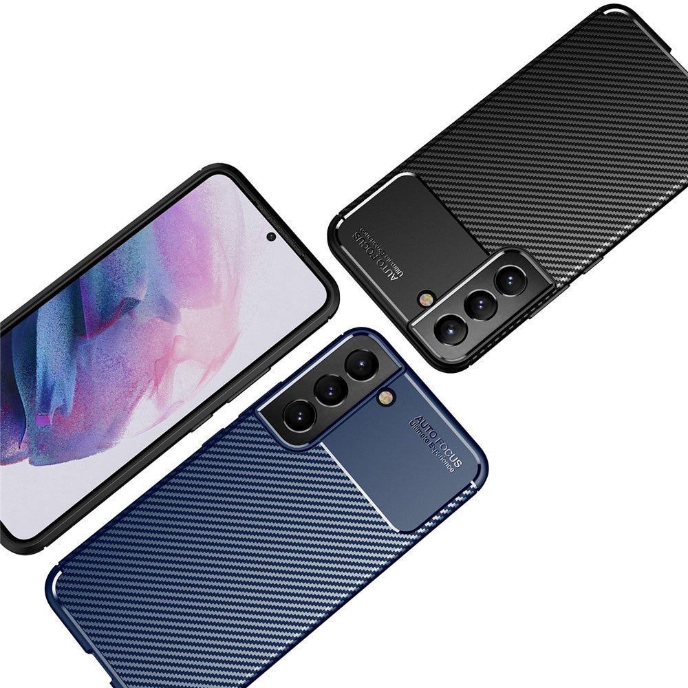 Carbon Fiber Blød TPU Anti-ridse Beskyttende Telefoncover til Samsung Galaxy S22 5G