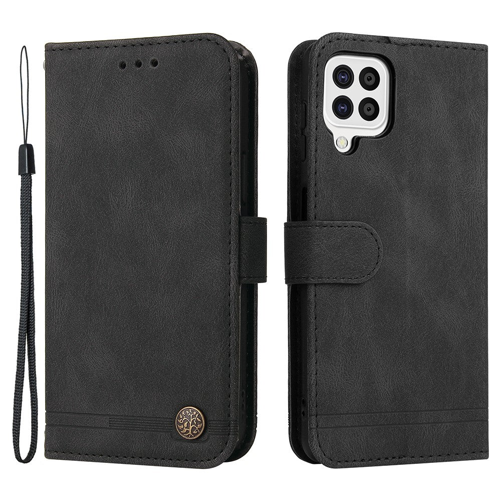 Til Samsung Galaxy A22 4G (EU) / M22 Pung-lædercover med stativ og rem