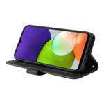 Til Samsung Galaxy A22 4G (EU) / M22 Pung-lædercover med stativ og rem