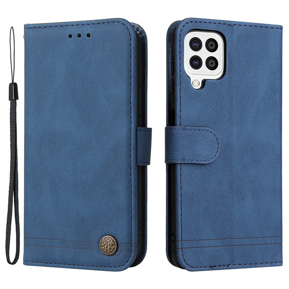 Til Samsung Galaxy A22 4G (EU) / M22 Pung-lædercover med stativ og rem