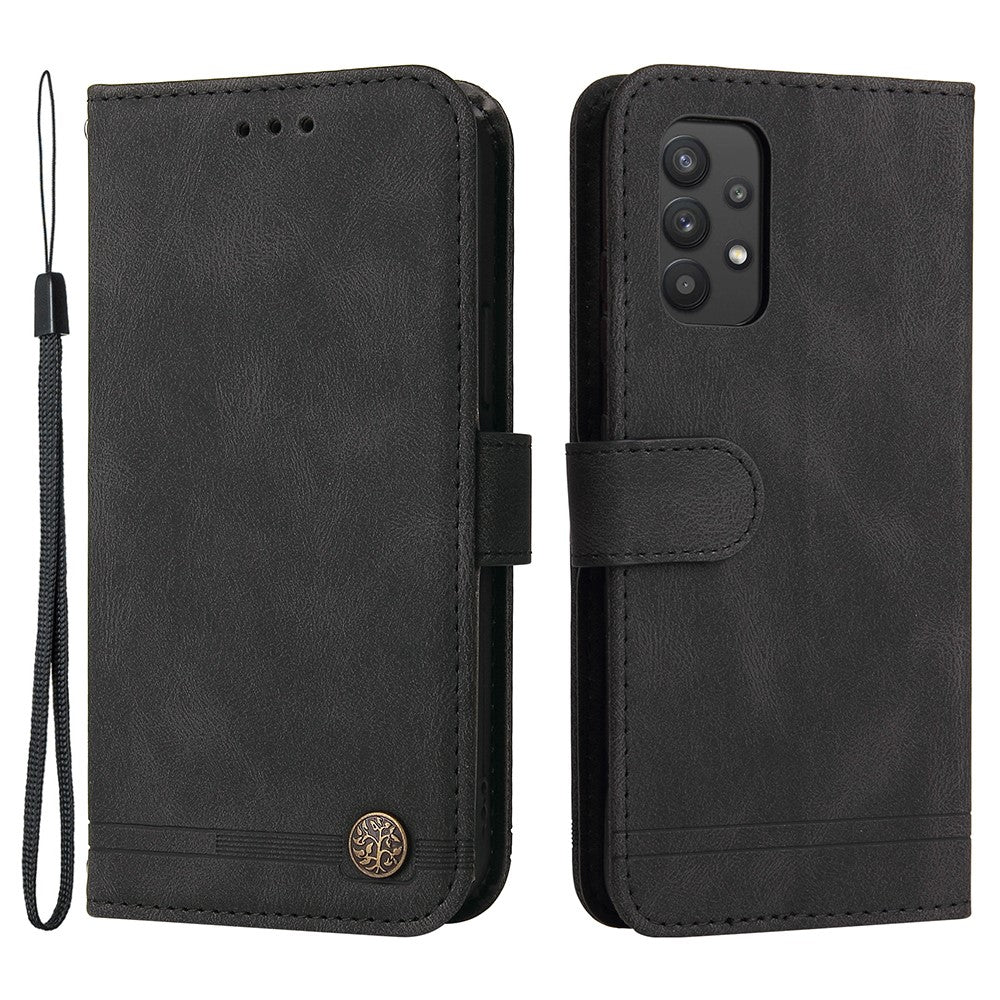 For Samsung Galaxy A32 4G (EU) Leather Wallet Cases Skin Touch Phone Cover Stand with Strap