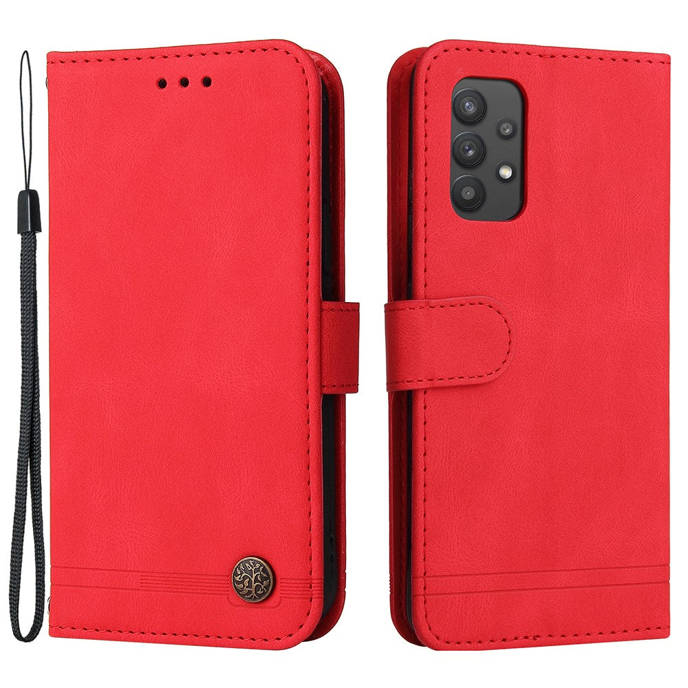 For Samsung Galaxy A32 4G (EU) Leather Wallet Cases Skin Touch Phone Cover Stand with Strap