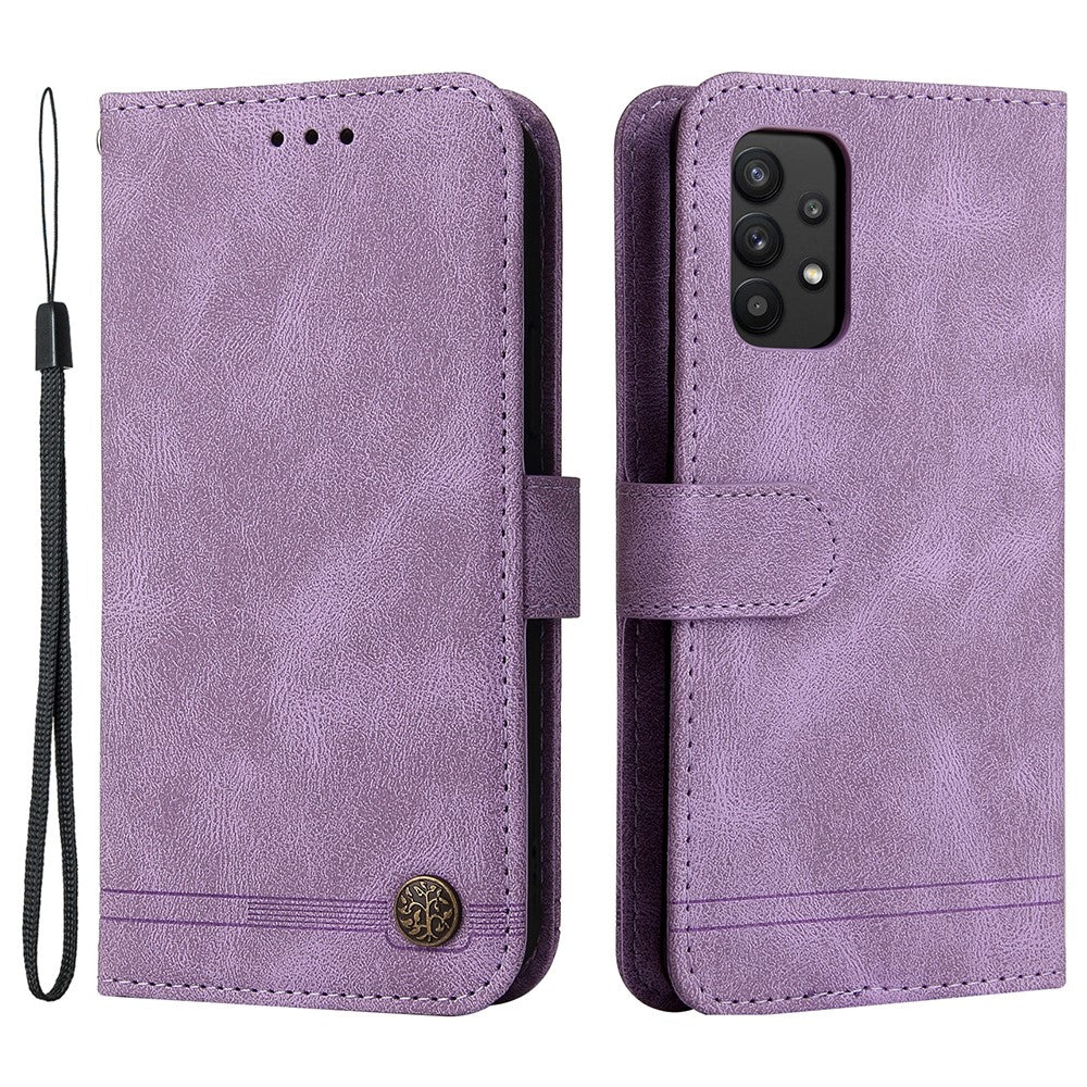 For Samsung Galaxy A32 4G (EU) Leather Wallet Cases Skin Touch Phone Cover Stand with Strap