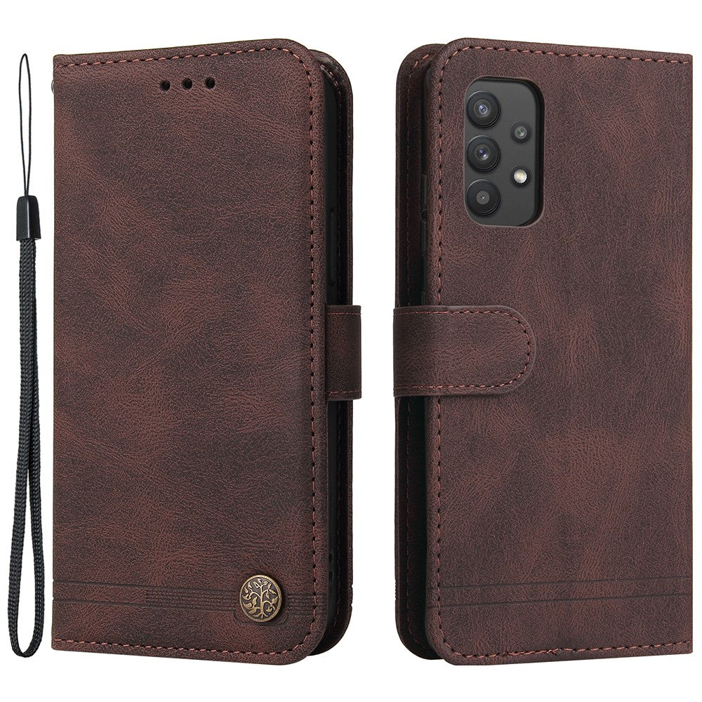 For Samsung Galaxy A32 4G (EU) Leather Wallet Cases Skin Touch Phone Cover Stand with Strap