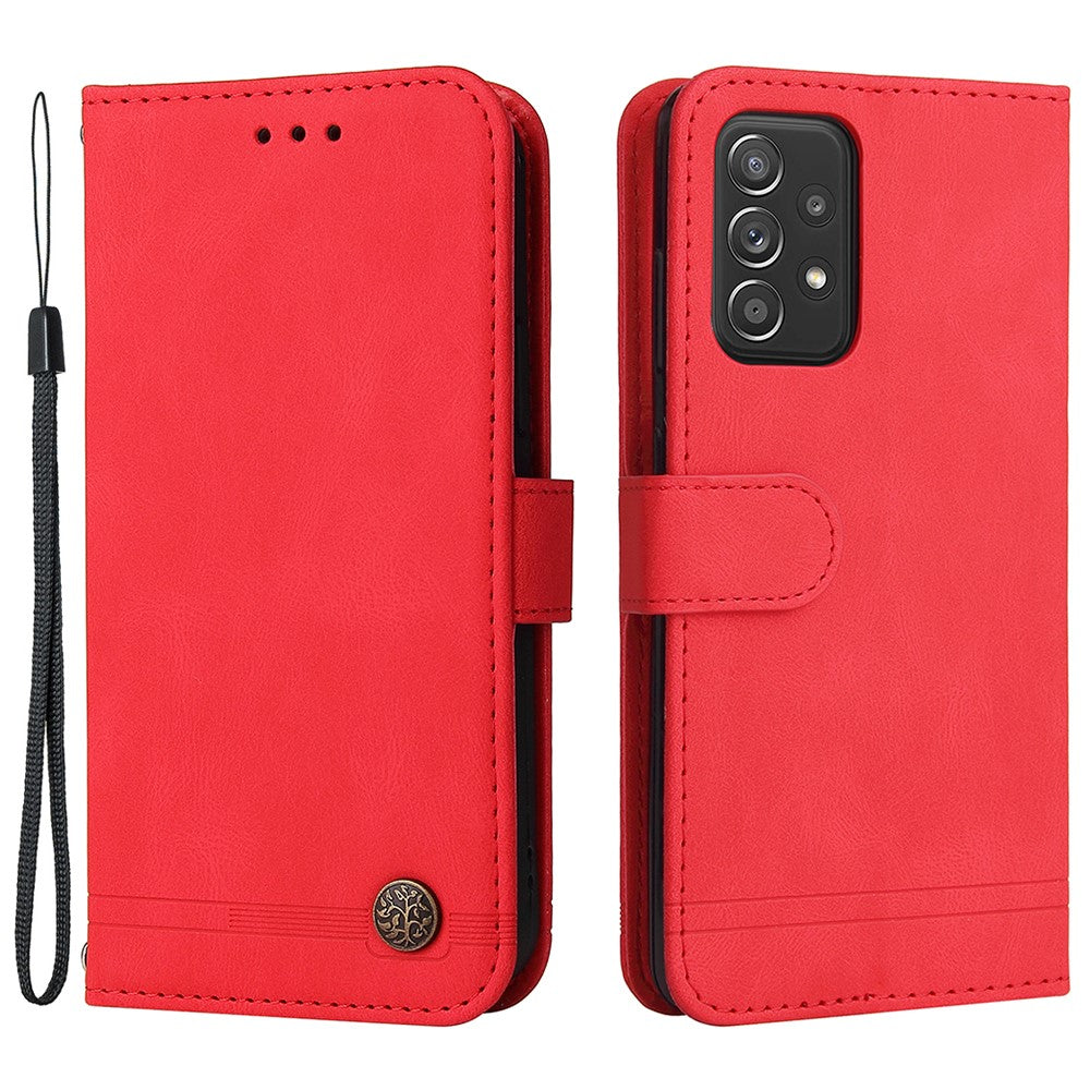 For Samsung Galaxy A52 5G / 4G / A12 Leather Wallet Cases Skin Touch Phone Cover Stand with Strap
