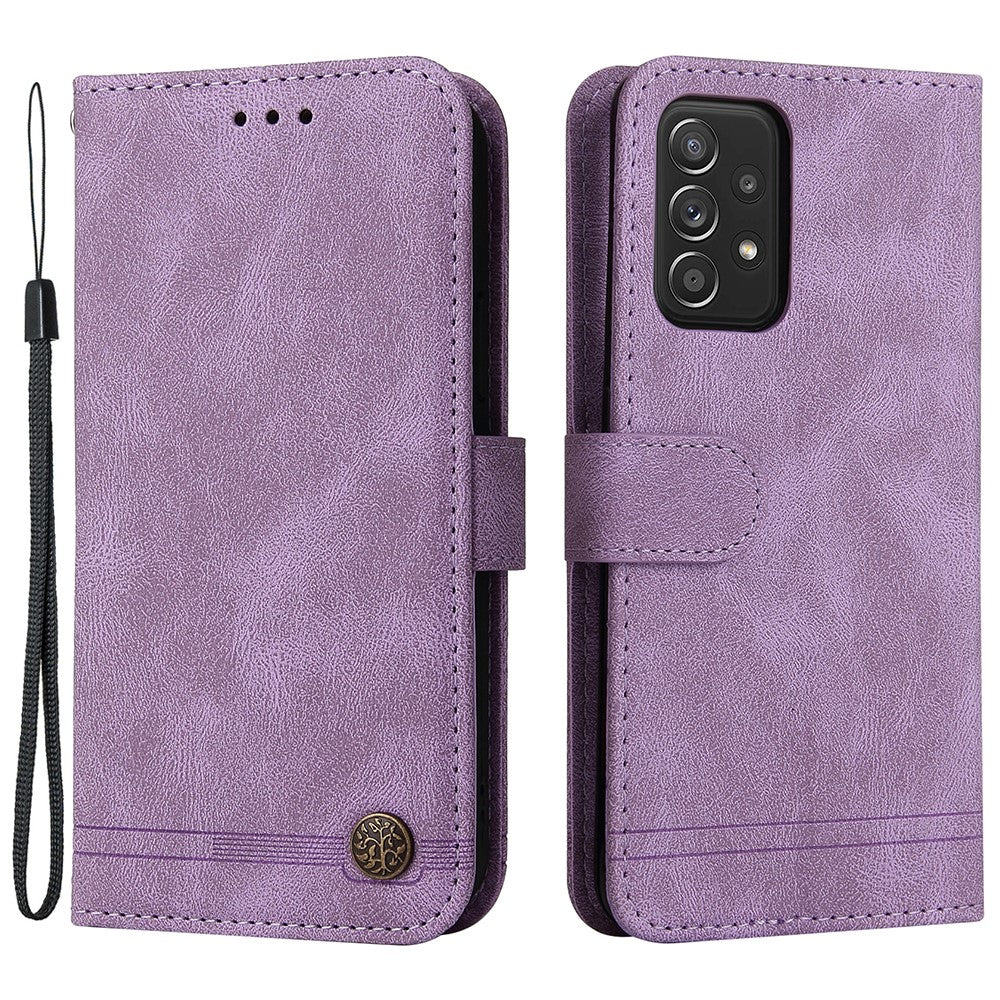 For Samsung Galaxy A52 5G / 4G / A12 Leather Wallet Cases Skin Touch Phone Cover Stand with Strap
