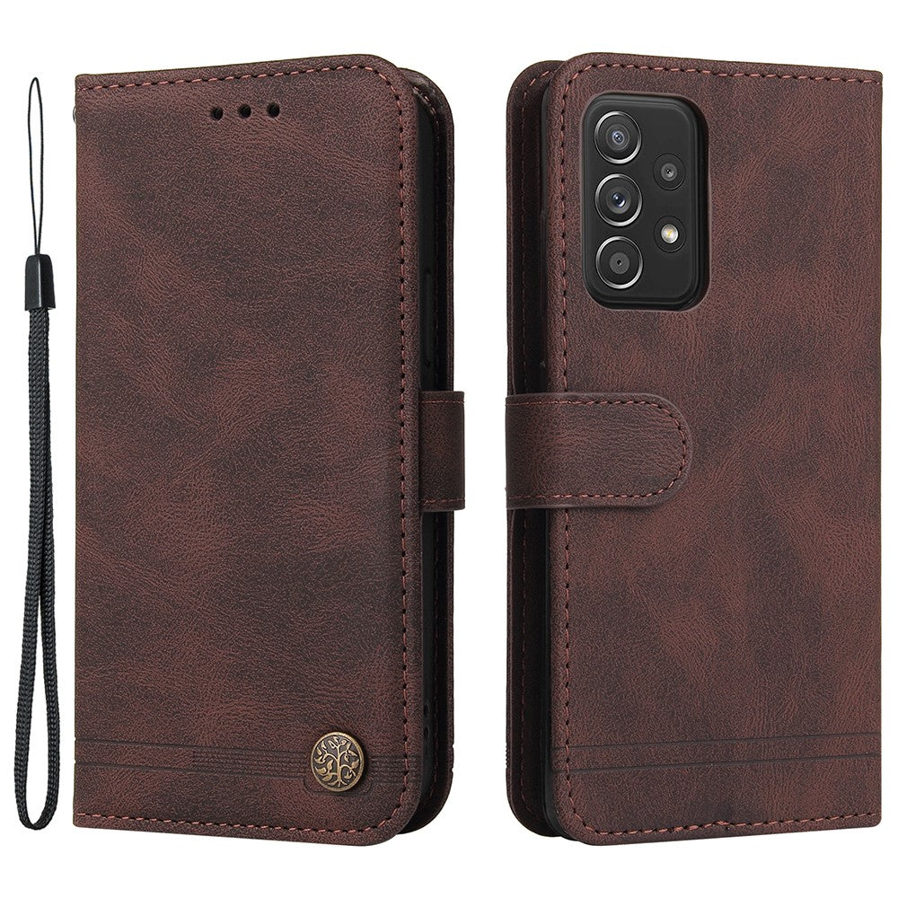 For Samsung Galaxy A52 5G / 4G / A12 Leather Wallet Cases Skin Touch Phone Cover Stand with Strap