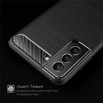 Kulfiber Børstet Tekstur Let Slankt Ridsefast Fleksibelt Blødt TPU Telefoncover til Samsung Galaxy S22 5G