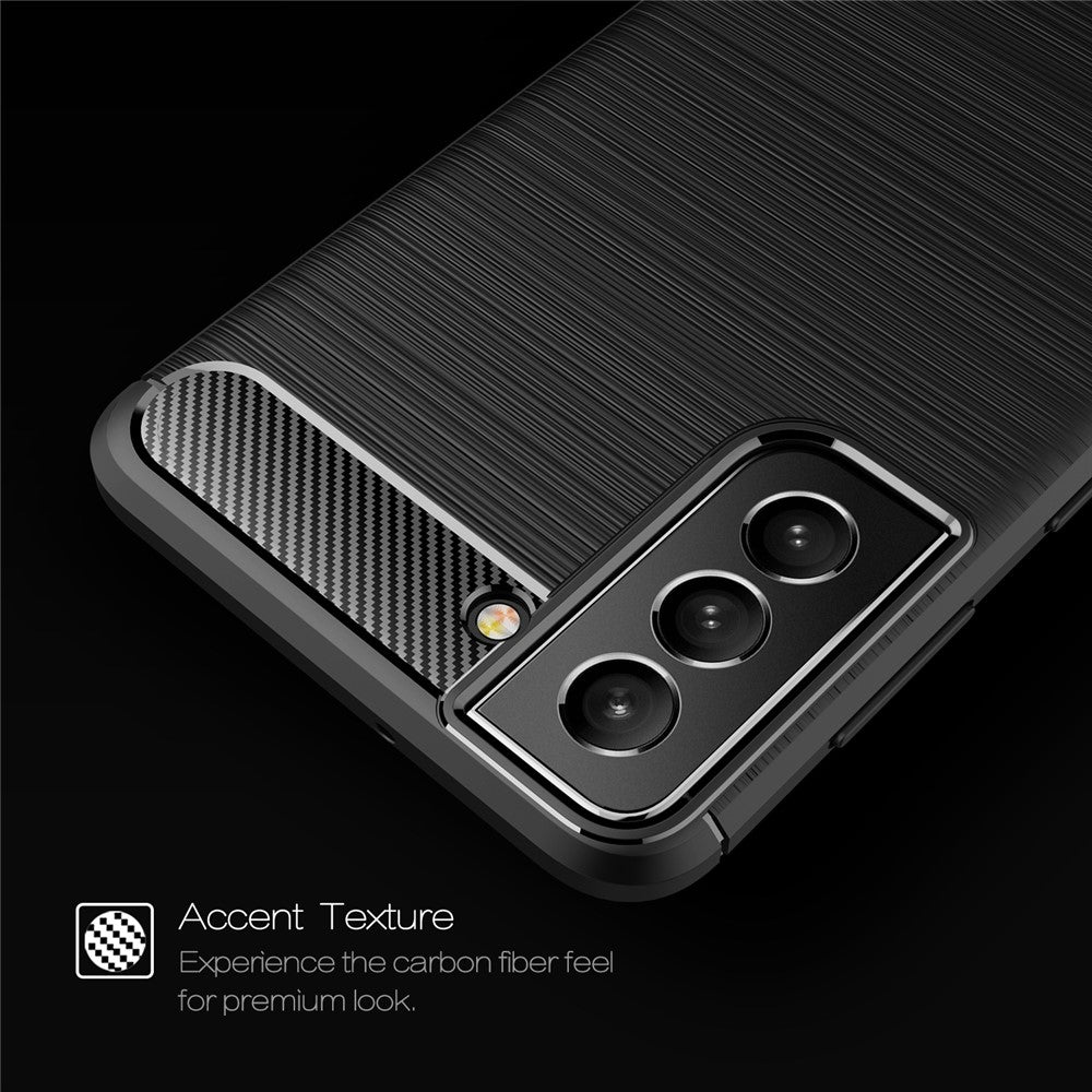 Kulfiber Børstet Tekstur Let Slankt Ridsefast Fleksibelt Blødt TPU Telefoncover til Samsung Galaxy S22 5G