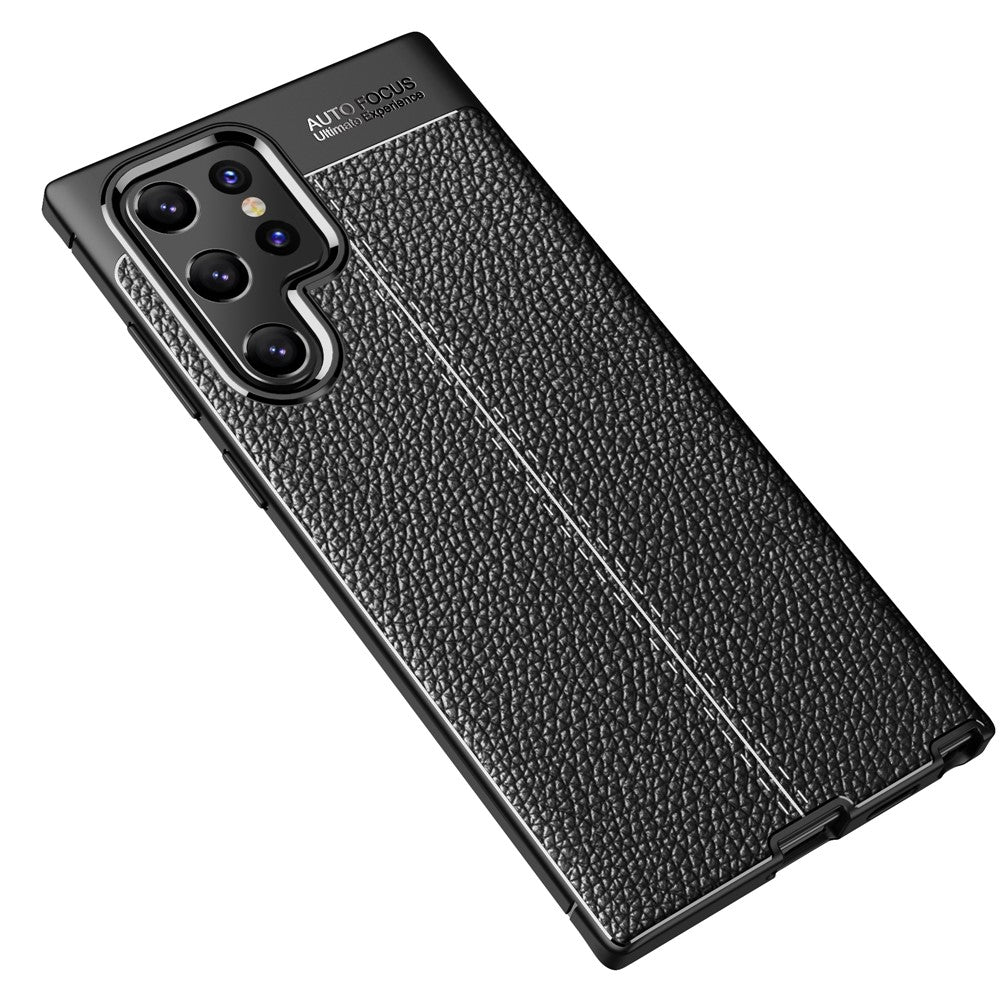 Litchi Texture Flexible TPU Mobile Phone Protector Back Case for Samsung Galaxy S22 Ultra 5G